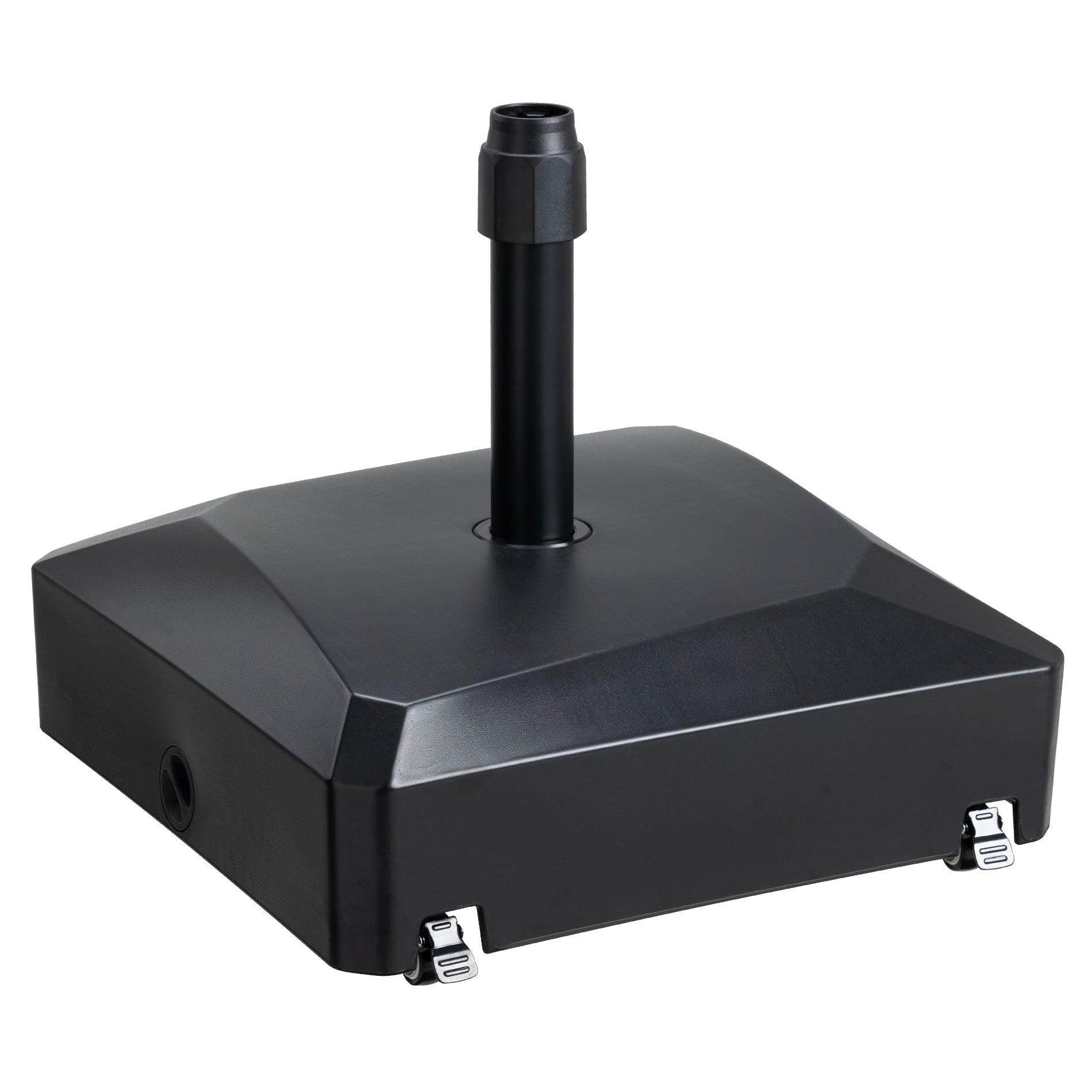 Patio Umbrella Base with 4 Wheels, 2 Locks and Adjustable Knob, Heavy Duty Fillable Market Umbrella Stand - Aoodor